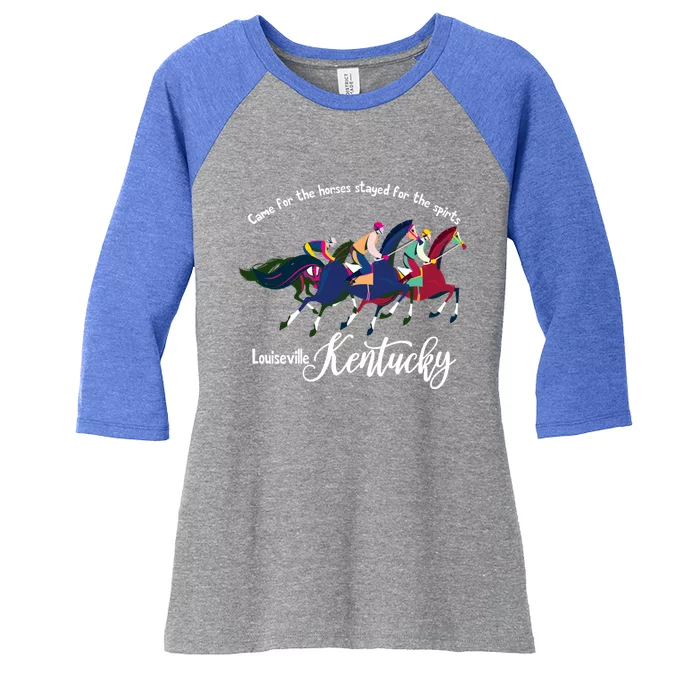 Louisville Kentucky Horse Racing Vintage Americana Derby Gift Women's Tri-Blend 3/4-Sleeve Raglan Shirt