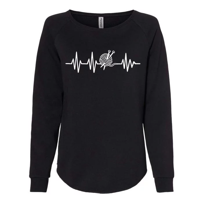 Love Knitting Heartbeat Womens California Wash Sweatshirt