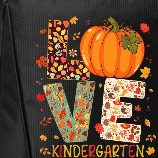 Love Kindergarten Happy Fall Thanksgiving Teacher City Backpack