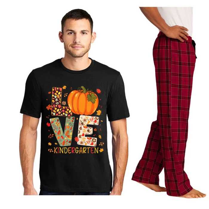 Love Kindergarten Happy Fall Thanksgiving Teacher Pajama Set