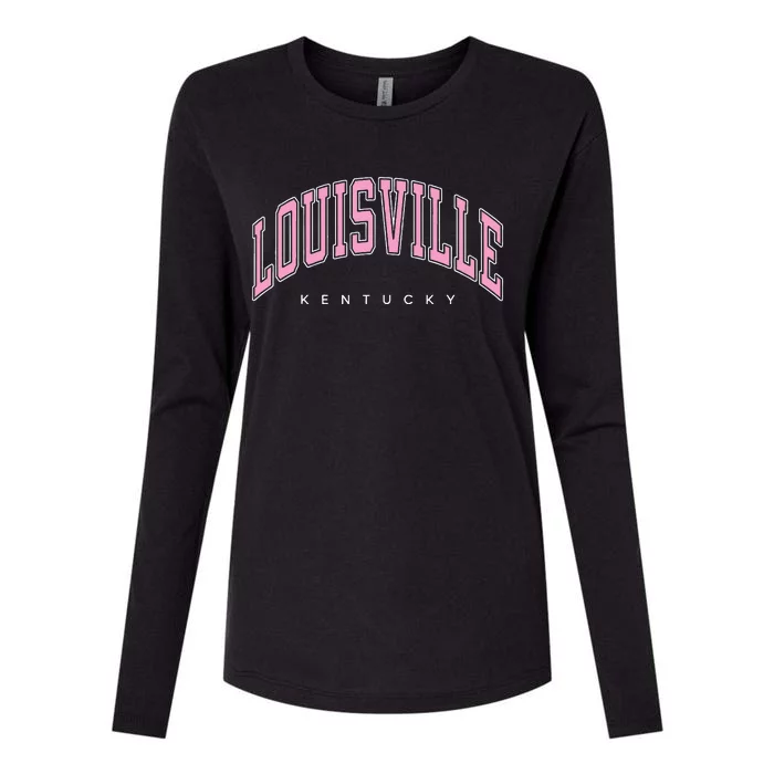 Louisville Kentucky KY Varsity Pink Text Womens Cotton Relaxed Long Sleeve T-Shirt