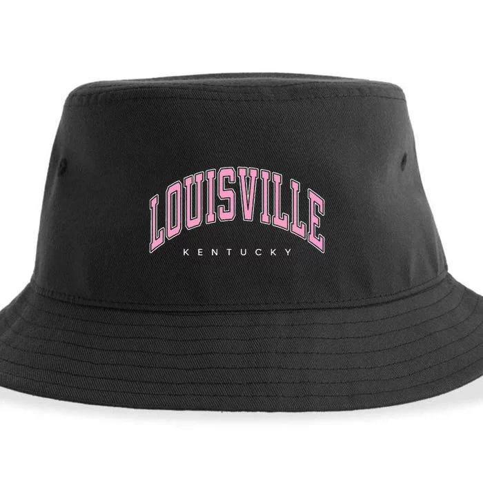 Louisville Kentucky KY Varsity Pink Text Sustainable Bucket Hat