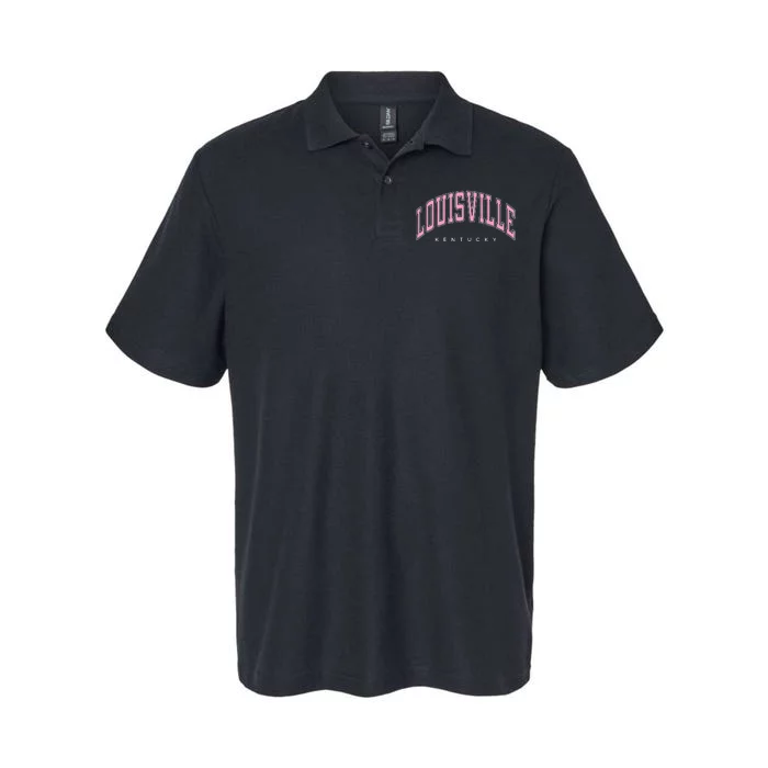 Louisville Kentucky KY Varsity Pink Text Softstyle Adult Sport Polo