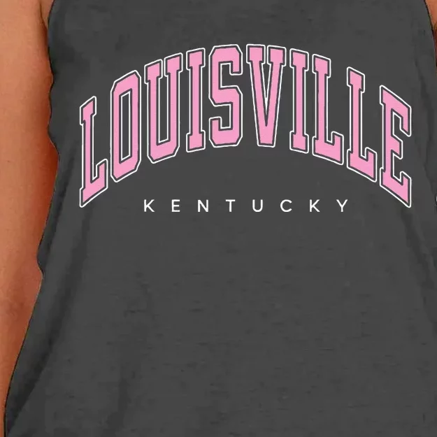 Louisville Kentucky KY Varsity Pink Text Women's Knotted Racerback Tank