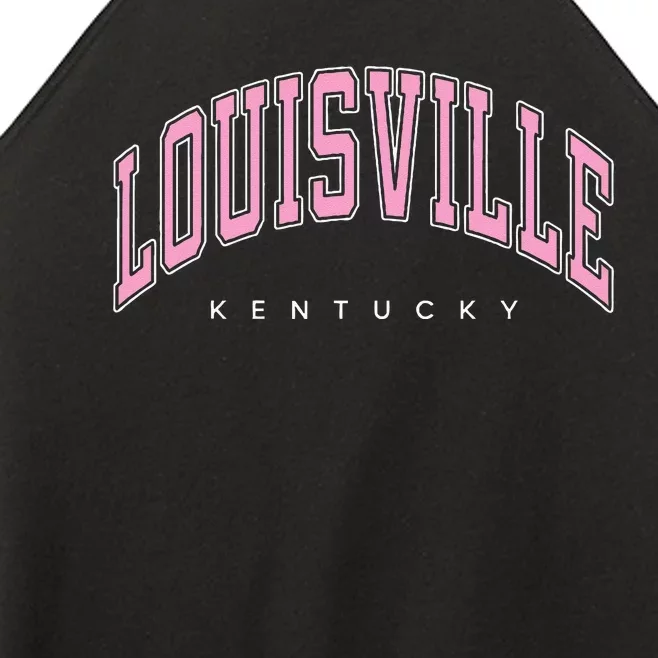 Louisville Kentucky KY Varsity Pink Text Women’s Perfect Tri Rocker Tank