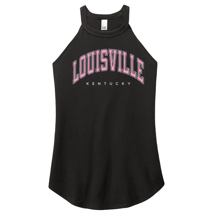 Louisville Kentucky KY Varsity Pink Text Women’s Perfect Tri Rocker Tank