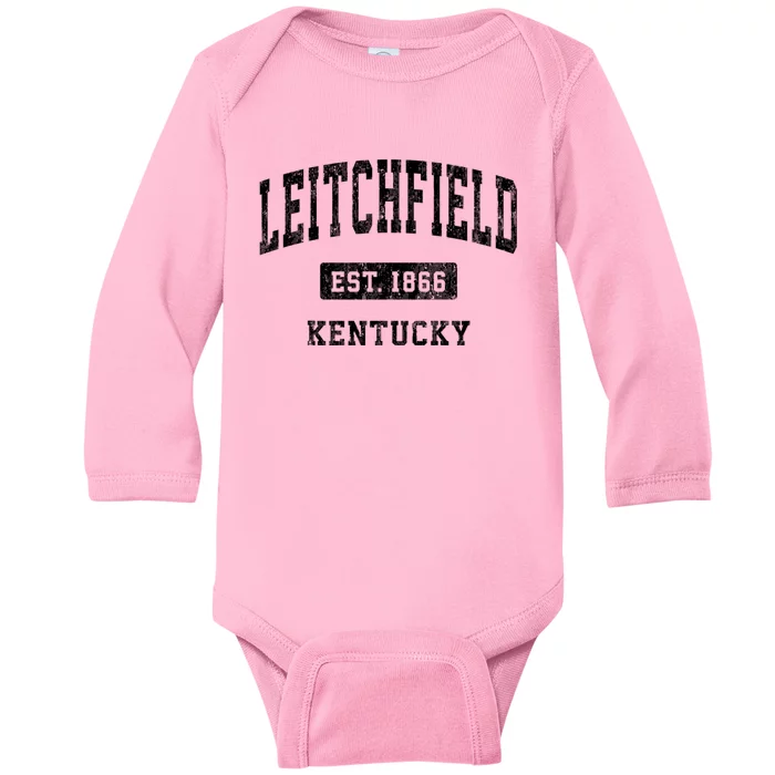 Leitchfield Kentucky Ky Vintage Athletic Sports Baby Long Sleeve Bodysuit