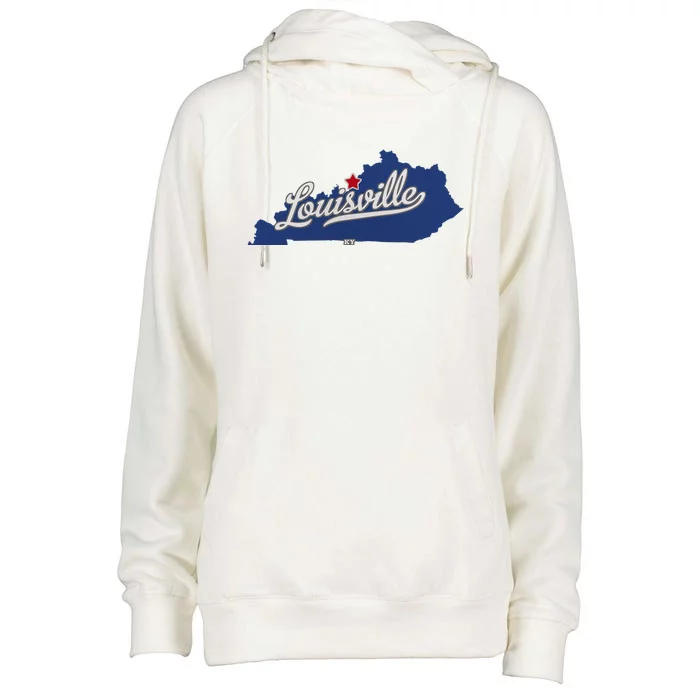 Louisville Kentucky Ky Map Womens Funnel Neck Pullover Hood