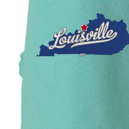 Louisville Kentucky Ky Map Doggie 3-End Fleece Hoodie