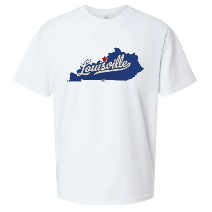 Louisville Kentucky Ky Map Sueded Cloud Jersey T-Shirt