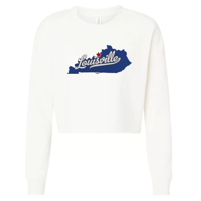 Louisville Kentucky Ky Map Cropped Pullover Crew