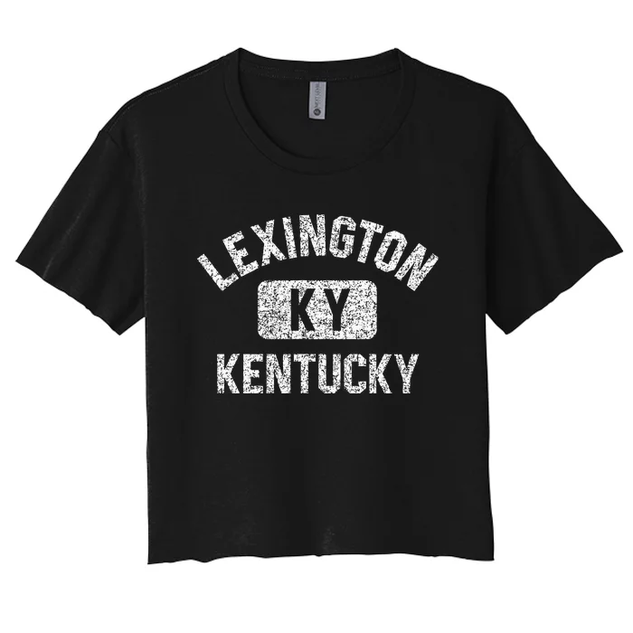 Lexington Ky Kentucky Gym Style Distressed Women's Crop Top Tee