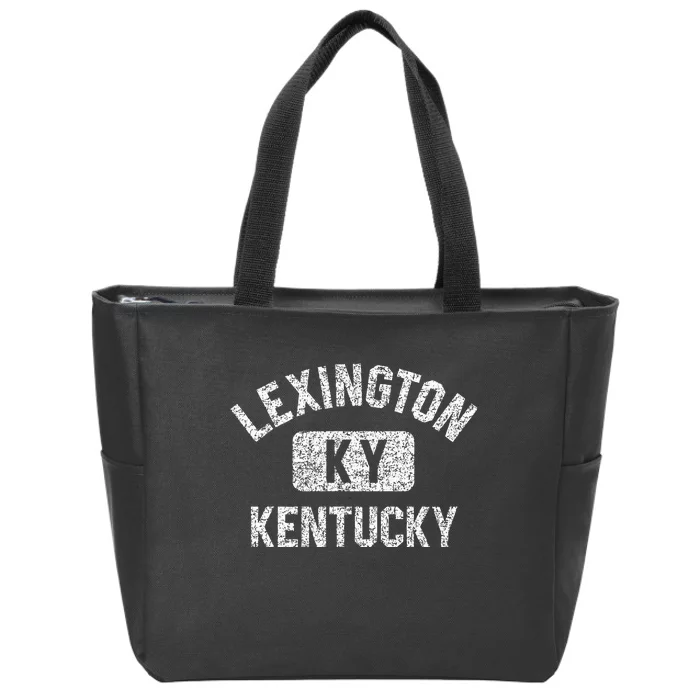 Lexington Ky Kentucky Gym Style Distressed Zip Tote Bag