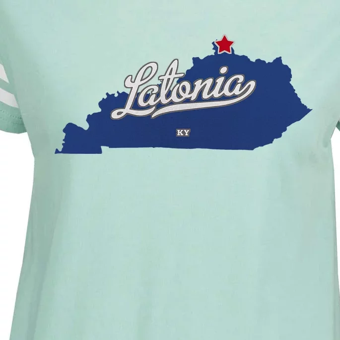 Latonia Kentucky Ky Map Enza Ladies Jersey Football T-Shirt