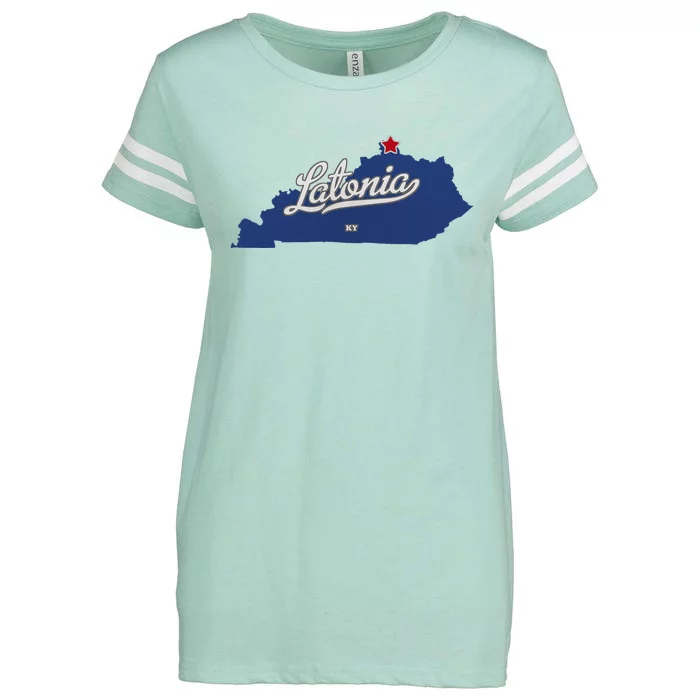 Latonia Kentucky Ky Map Enza Ladies Jersey Football T-Shirt