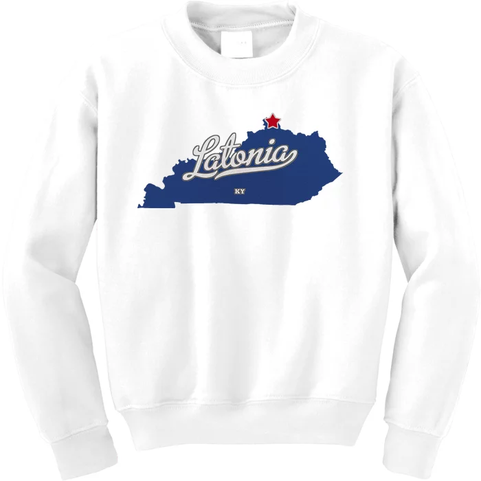 Latonia Kentucky Ky Map Kids Sweatshirt