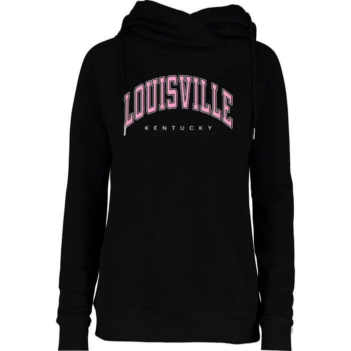 Louisville Kentucky KY Varsity Pink Text Womens Funnel Neck Pullover Hood