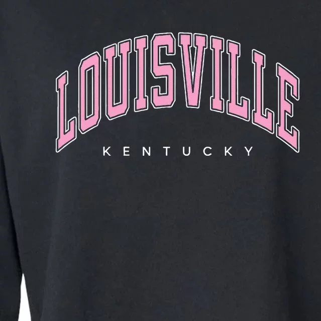 Louisville Kentucky KY Varsity Pink Text Cropped Pullover Crew