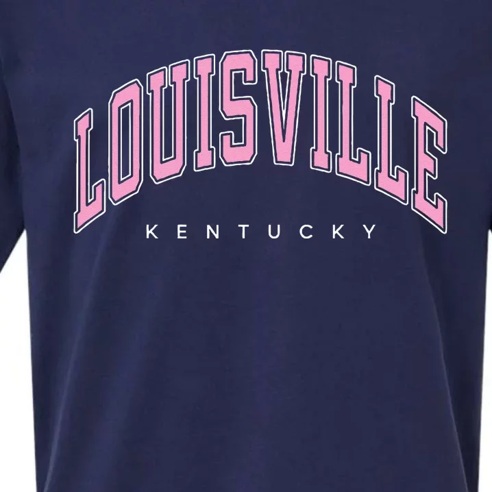 Louisville Kentucky KY Varsity Pink Text Sueded Cloud Jersey T-Shirt