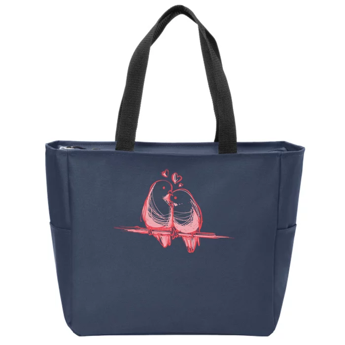 Lovebirds Kissing Zip Tote Bag