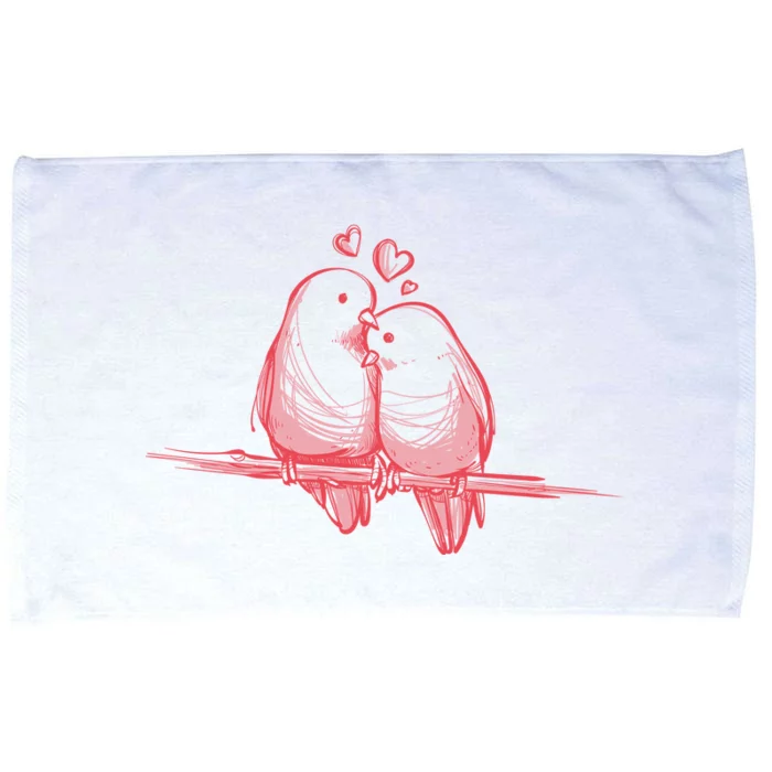 Lovebirds Kissing Microfiber Hand Towel