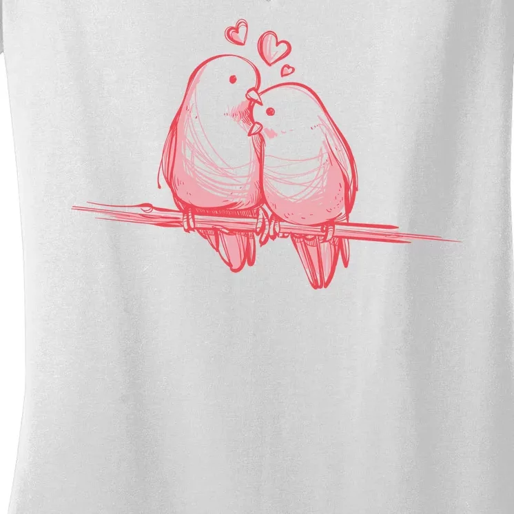 Lovebirds Kissing Women's V-Neck T-Shirt