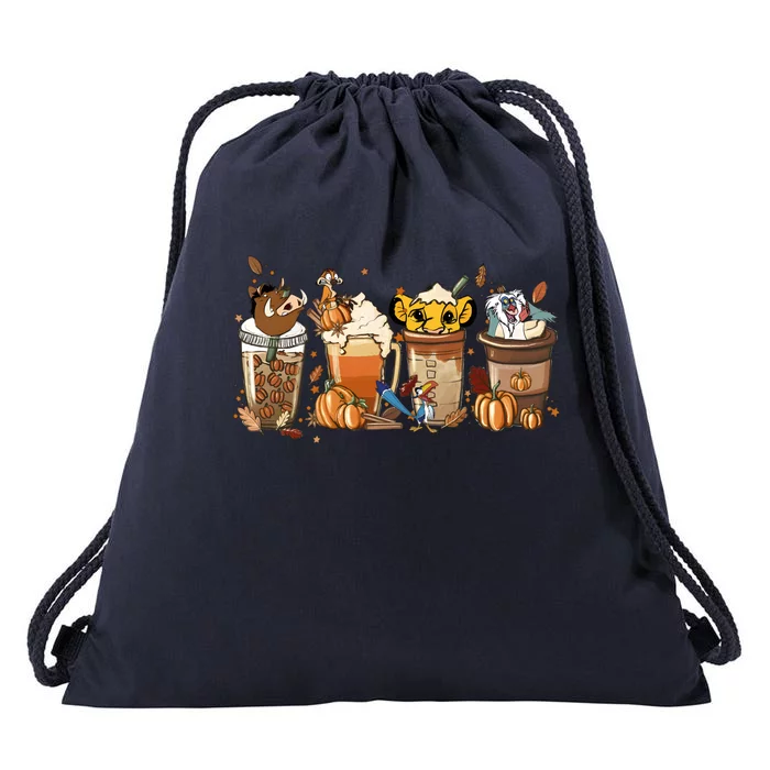 Lion King Latte Coffee Lover Cute Drawstring Bag