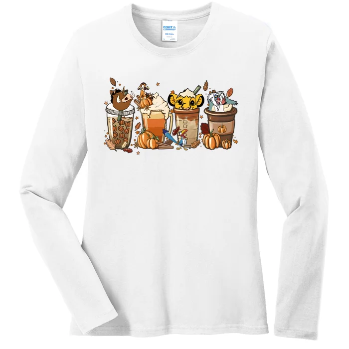 Lion King Latte Coffee Lover Cute Ladies Long Sleeve Shirt