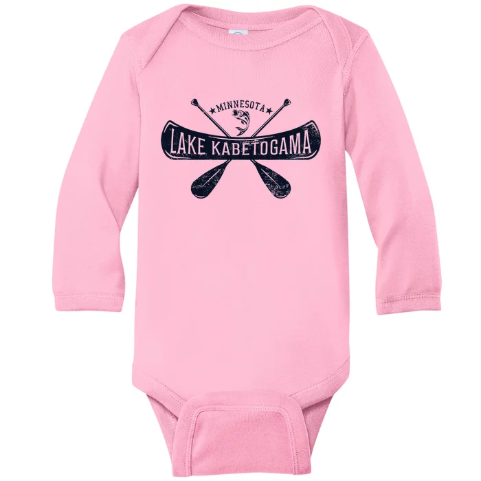 Lake Kabetogama Minnesota Vintage Distressed Baby Long Sleeve Bodysuit