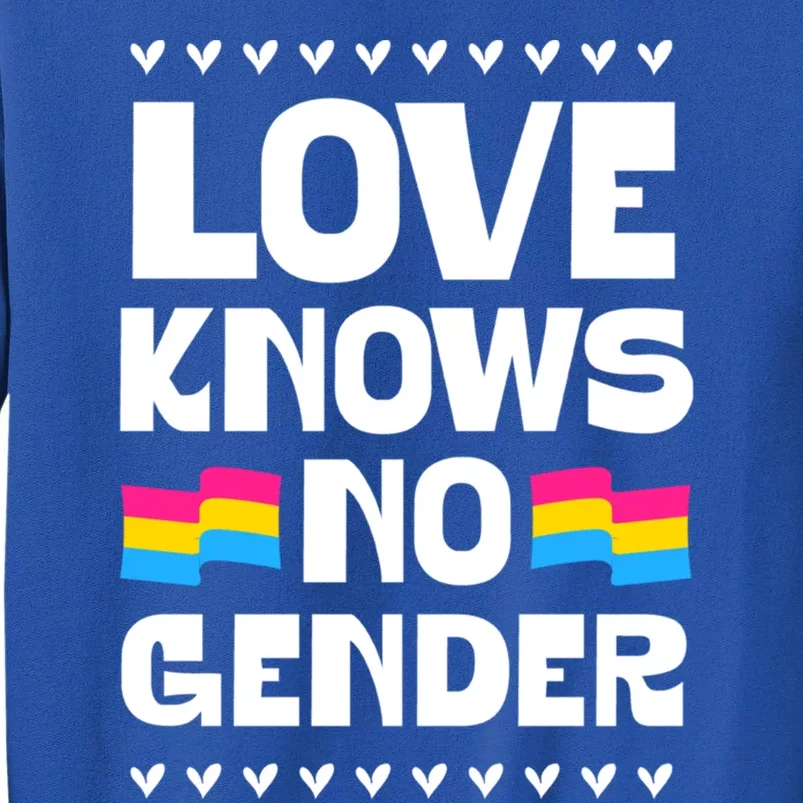 Love Knows No Gender Pansexual Pride Flag Heart Love Style Cool Gift Tall Sweatshirt