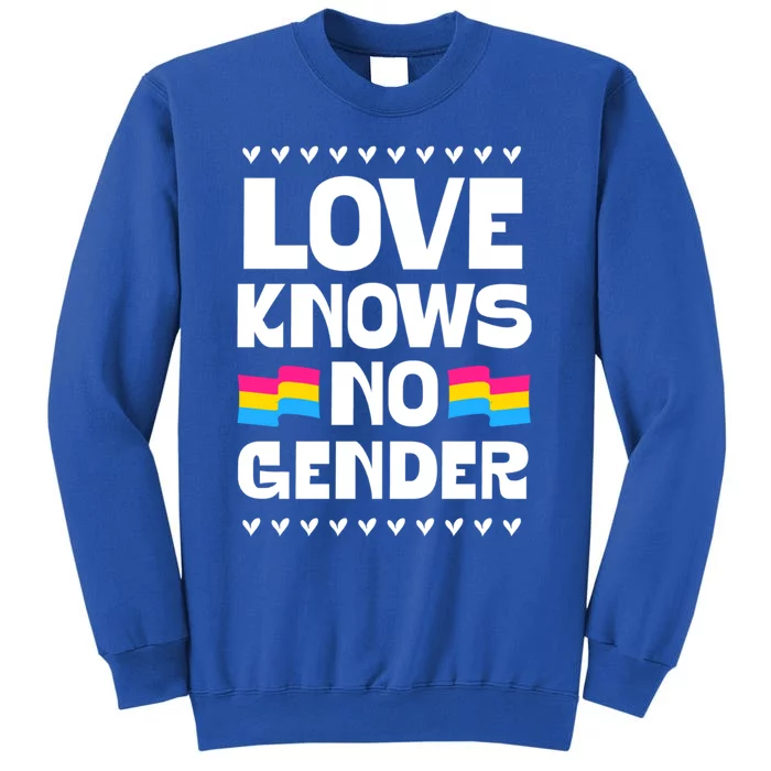 Love Knows No Gender Pansexual Pride Flag Heart Love Style Cool Gift Tall Sweatshirt