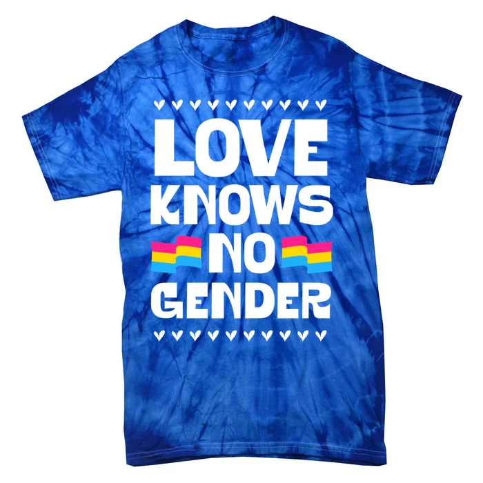 Love Knows No Gender Pansexual Pride Flag Heart Love Style Cool Gift Tie-Dye T-Shirt