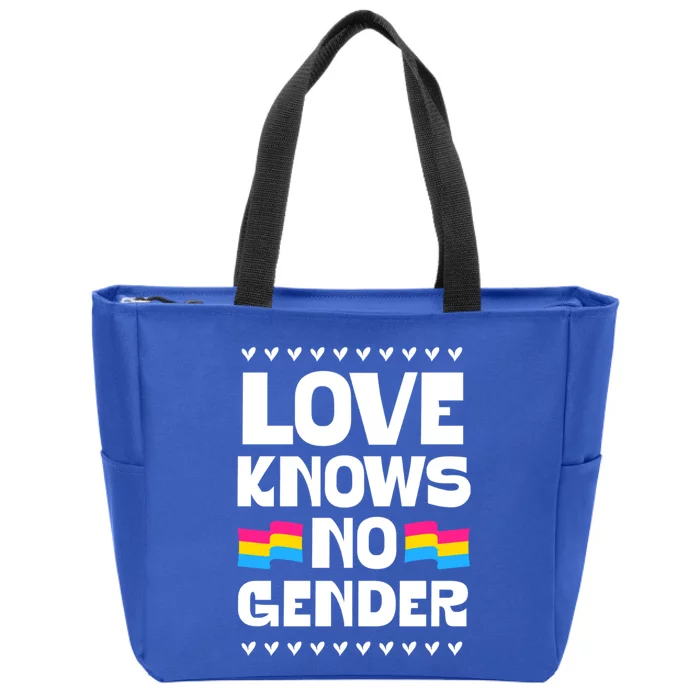 Love Knows No Gender Pansexual Pride Flag Heart Love Style Cool Gift Zip Tote Bag