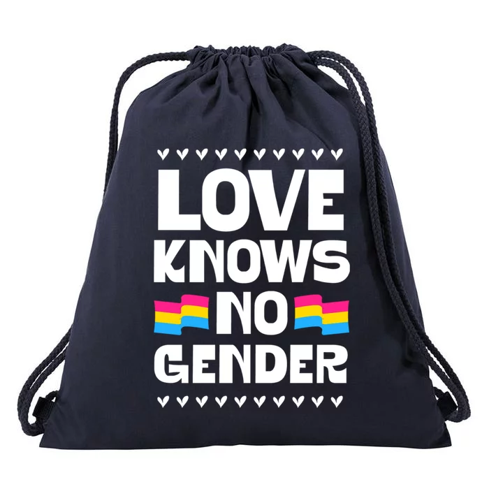 Love Knows No Gender Pansexual Pride Flag Heart Love Style Cool Gift Drawstring Bag