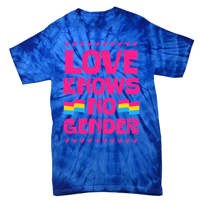 Love Knows No Gender Pansexual Pride Flag Heart Love Style Gift Tie-Dye T-Shirt