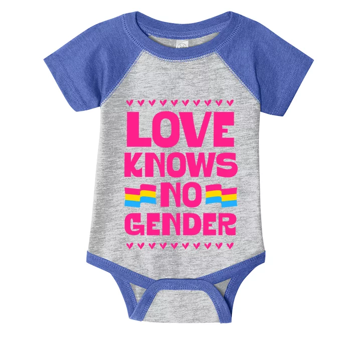 Love Knows No Gender Pansexual Pride Flag Heart Love Style Gift Infant Baby Jersey Bodysuit