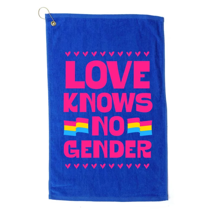 Love Knows No Gender Pansexual Pride Flag Heart Love Style Gift Platinum Collection Golf Towel