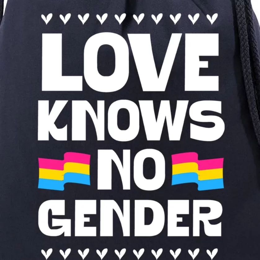 Love Knows No Gender Pansexual Pride Flag Heart Love Style Gift Drawstring Bag