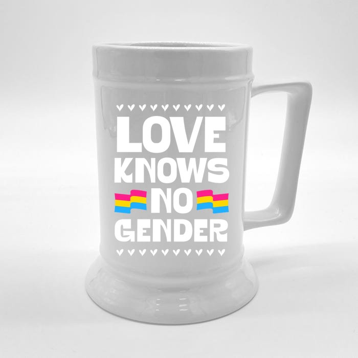 Love Knows No Gender Pansexual Pride Flag Heart Love Style Gift Front & Back Beer Stein