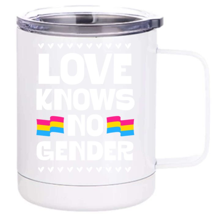 Love Knows No Gender Pansexual Pride Flag Heart Love Style Gift Front & Back 12oz Stainless Steel Tumbler Cup