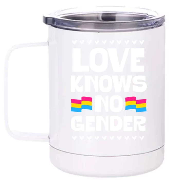 Love Knows No Gender Pansexual Pride Flag Heart Love Style Gift Front & Back 12oz Stainless Steel Tumbler Cup