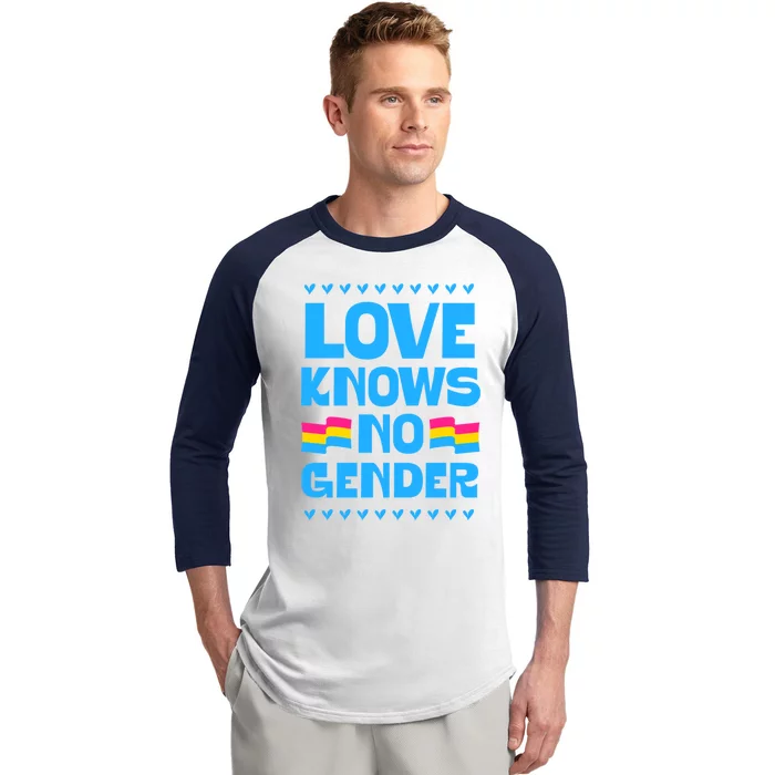 Love Knows No Gender Pansexual Pride Flag Heart Love Style Great Gift Baseball Sleeve Shirt