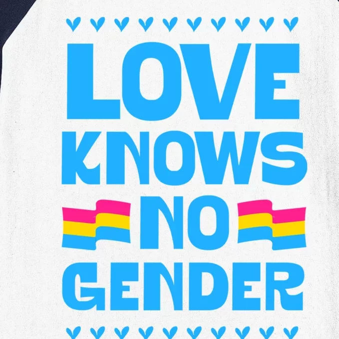 Love Knows No Gender Pansexual Pride Flag Heart Love Style Great Gift Baseball Sleeve Shirt