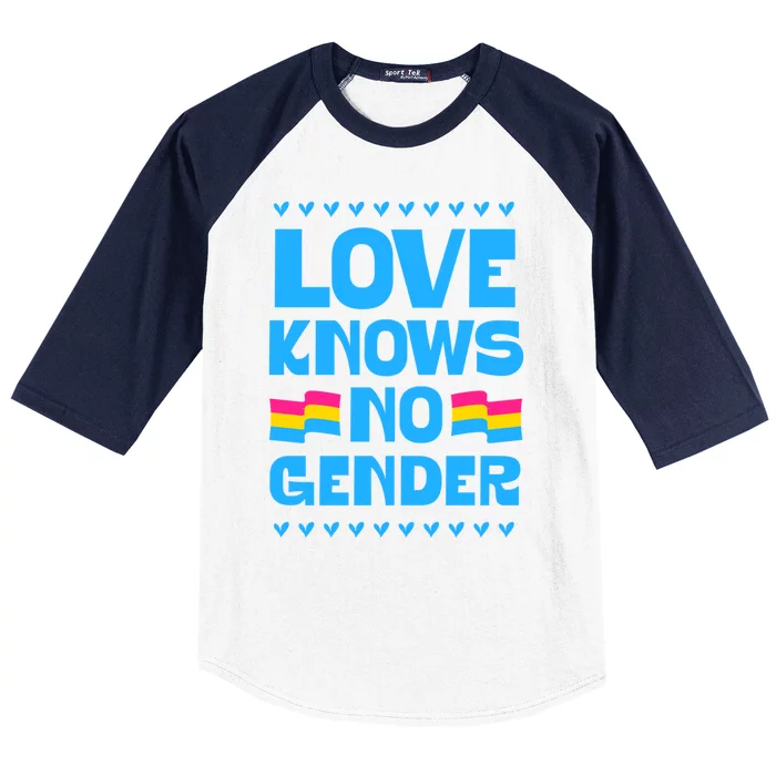 Love Knows No Gender Pansexual Pride Flag Heart Love Style Great Gift Baseball Sleeve Shirt