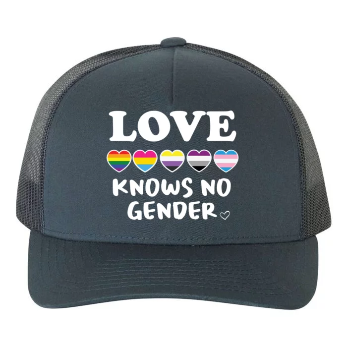 Love Knows No Gender Gift Lgbtq Pride Love Knows No Gender Funny Gift Yupoong Adult 5-Panel Trucker Hat