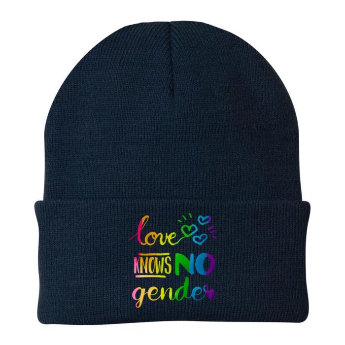 Love Knows No Gender Lgbt Pride Rainbow Gift Knit Cap Winter Beanie