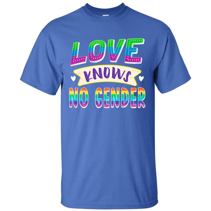 Love Knows No Gender Lgbtq Gay Pride Lesbian Rights Rainbow Gift Tall T-Shirt