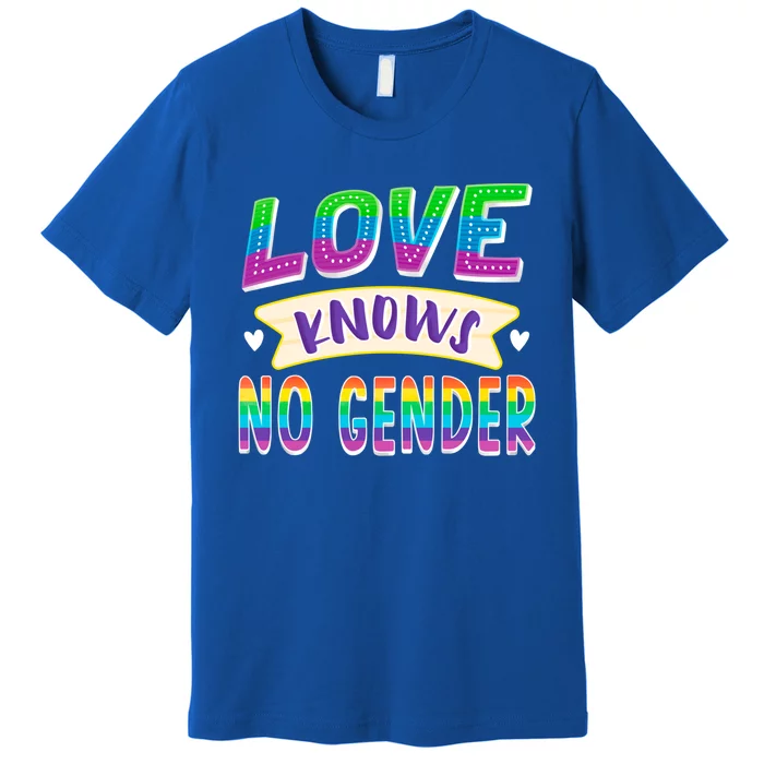 Love Knows No Gender Lgbtq Gay Pride Lesbian Rights Rainbow Gift Premium T-Shirt