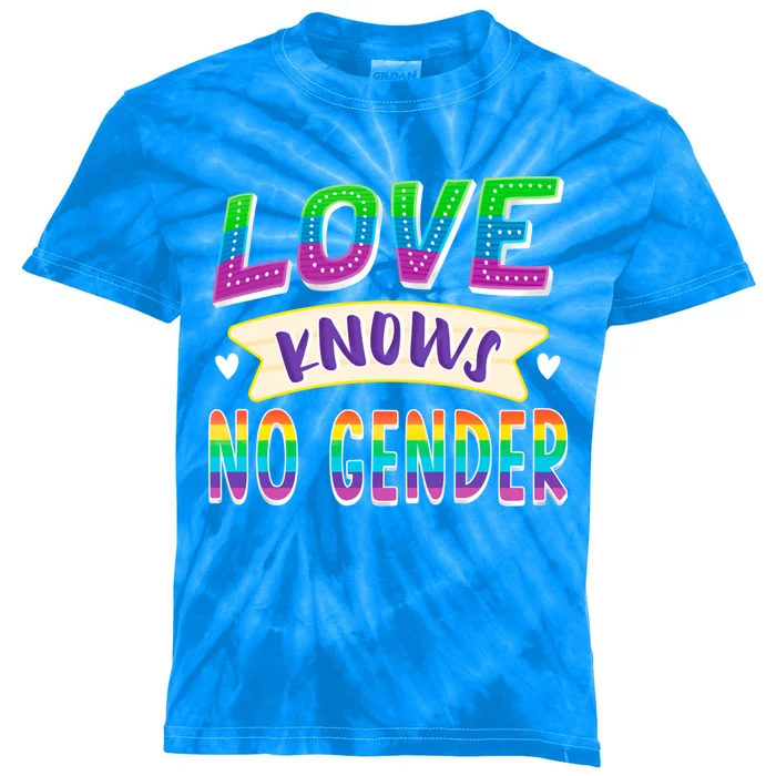 Love Knows No Gender Lgbtq Gay Pride Lesbian Rights Rainbow Gift Kids Tie-Dye T-Shirt