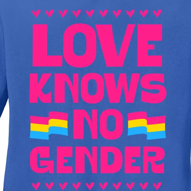 Love Knows No Gender Pansexual Pride Flag Heart Love Style Gift Ladies Long Sleeve Shirt